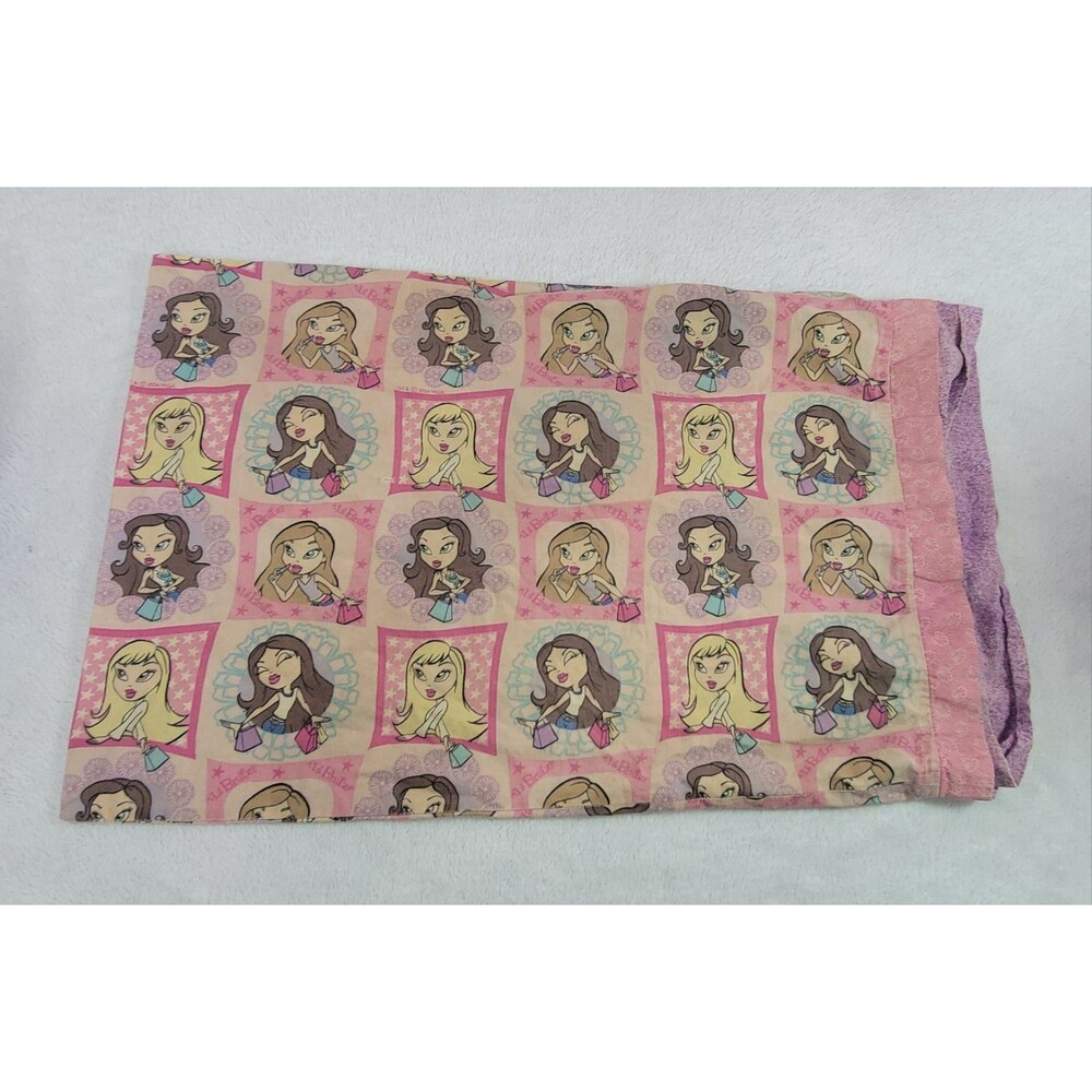 Vintage 2004 Lil Bratz Pink Standard Pillowcase Y2K MGA Doll Pillow Cover Decor